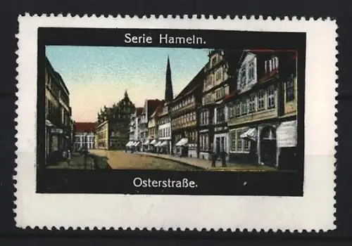 Reklamemarke Hameln, Partie in der Osterstrasse, Ortsansicht