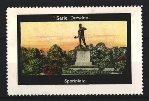 Reklamemarke Dresden, Statue am Sportplatz