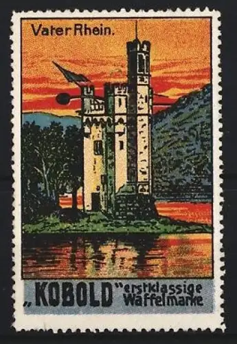 Reklamemarke Bingen am Rhein, Kobold Waffeln, Mäuseturm