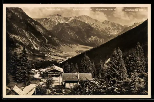 AK Bad Oberdorf /Allgäu, Bergwirtschaft und Pension Horn L. Wiedemann, Geishorn, Rauhhorn, Kugelhorn, Älplespitze