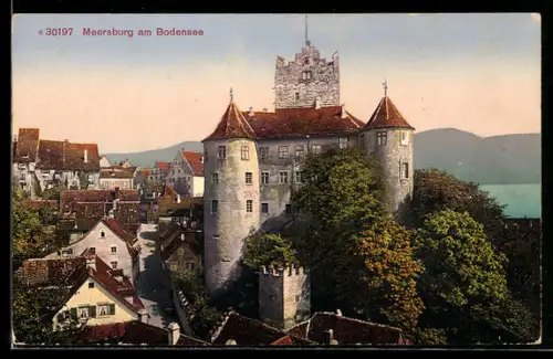 AK Meersburg am Bodensee, Burg Meersburg, Altstadt, Bodensee