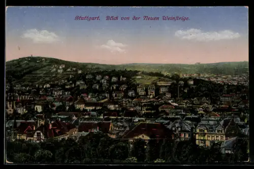 AK Stuttgart, Ortsansicht von der Neuen Weinsteige