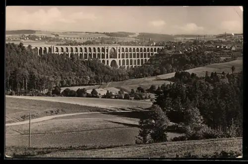 AK Netzschkau, Göltzschtalbrücke mit Umgebung