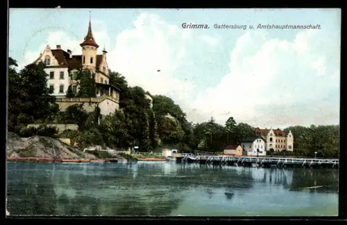 AK Grimma, Gattersburg u. Amtshauptmannschaft, Brücke