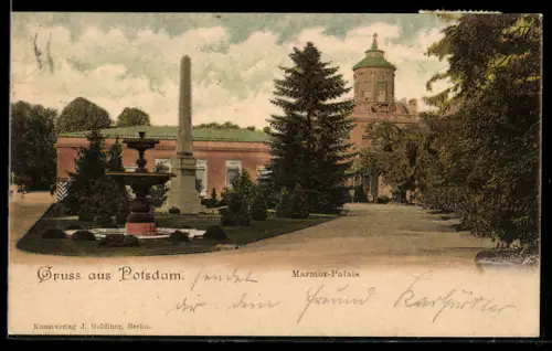AK Potsdam, Marmor-Palais, Obelisk