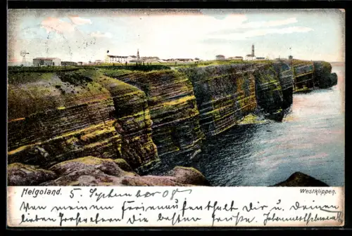 AK Helgoland, Westklippen mit Ortspanorama