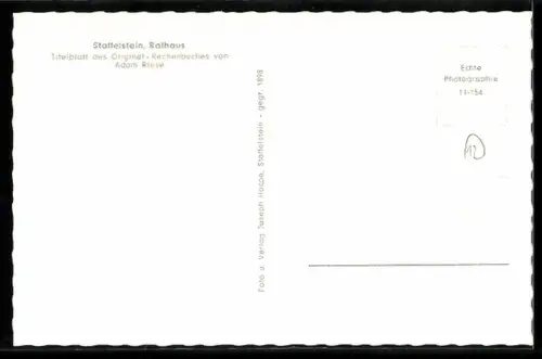 AK Staffelstein, Rathaus, Titelblatt Rechenbuch Adam Riese