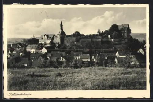AK Katzenelnbogen, Panorama mit Kirchenturm