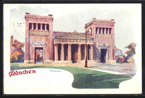 Künstler-AK München, Ansicht der Propyläen