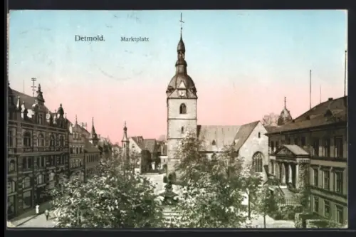 AK Detmold, Marktplatz mit Kirche