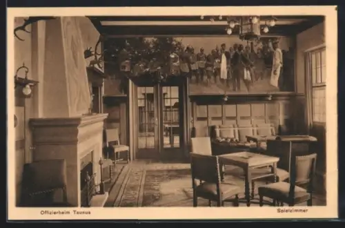 AK Falkenstein, Offizierheim Taunus, Spielzimmer mit Soldatenbild