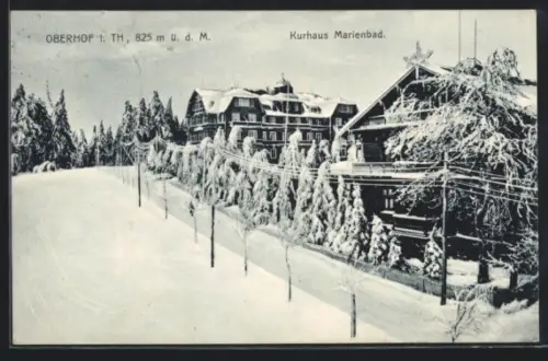 AK Oberhof i. Th., Hotel Kurhaus Marienbad im Schnee