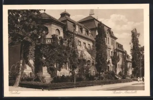 AK Gotha, Bade-Anstalt mit Strassenpartie