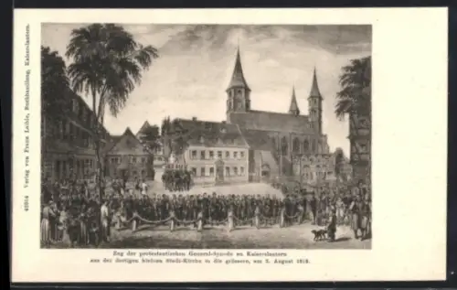 AK Kaiserslautern, Zug der protestantischen General-Synode von der kleinen Stadtkirche zur grösseren 1818