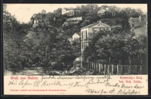 AK Guben, Gasthaus Kaminskys Berg Rich Falcke