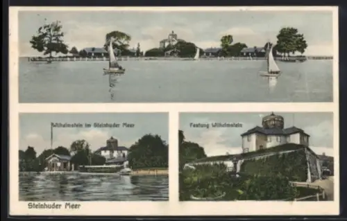 AK Steinhude am Meer, Panrorama, Wilhelmstein im Steinhuder Meer, Festung Wilhelmstein