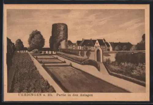 Künstler-AK Uerdingen a. Rh., Partie in den Anlagen