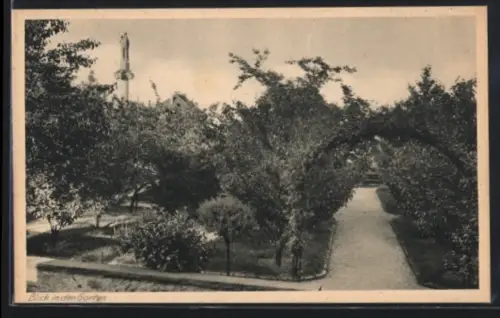 AK Bingen a. Rhein, Institut St. Maria der Englischen Fräulein, Blick in den Garten