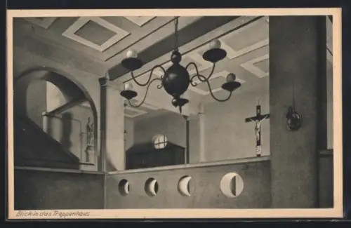 AK Bingen am Rhein, Institut St. Mariä der Englischen Fräulein, Blick in das Treppenhaus