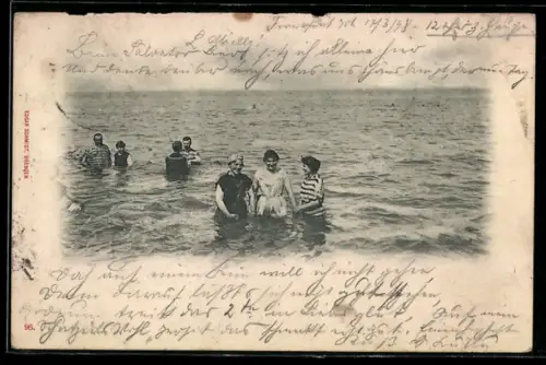 AK Badende im Wasser, Badeanzug