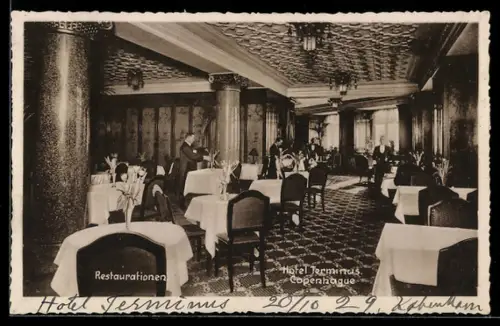 AK Kopenhagen, Hotel Terminus, Restaurationen, Innenansicht