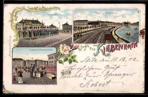 Foto-AK Kjobenhavn, Udsigt fra Jernbanebroen, Vagtparaden