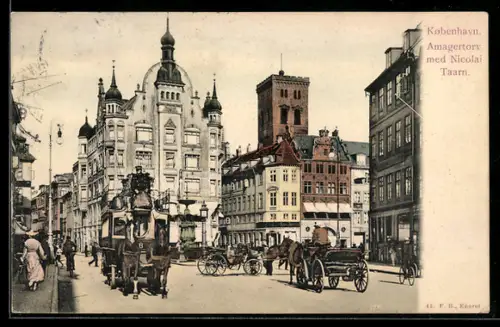 AK Kobenhavn, Amagertorv med Nicolai Taarn