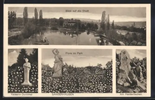 AK Sangerhausen, Kaiserin-Denkmal, Am Heideröschen, Blick auf die Stadt