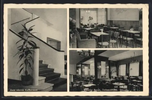 AK Jüterbog, Konditorei-Cafe Blumberg, Am Markt, Unterer Raum, Teilansichten, Zum oberen Raum