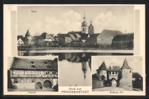 AK Prichsenstadt, Hotel Freihof, Äusseres Tor, Totalansicht