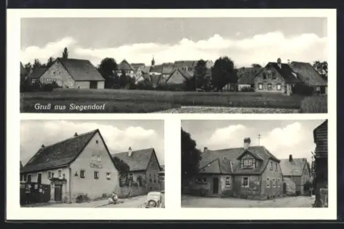 AK Siegendorf, Haus mit Gewerbe von R. Thomas, Teilansicht vom Ort