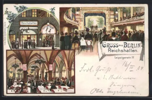 Lithographie Berlin, Gasthaus Reichshallen, Leipzigerstrasse 77