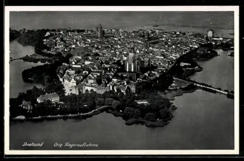 AK Stralsund, Fliegeraufnahme der Stadt