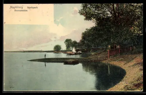 AK Magdeburg, Bootsstation im Stadtpark