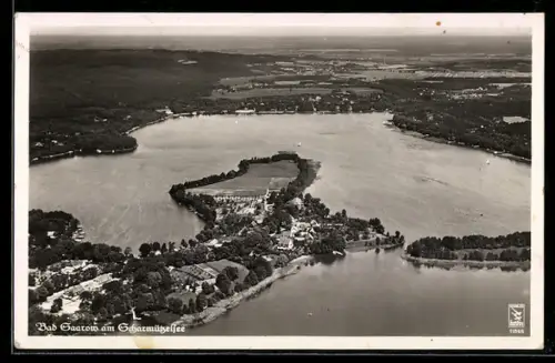 AK Bad Saarow am Scharmützelsee, Luftaufnahme, Seeufer, Halbinsel