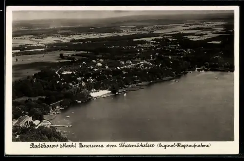 AK Bad Saarow /Mark, Panorama vom Scharmützelsee, Fliegeraufnahme