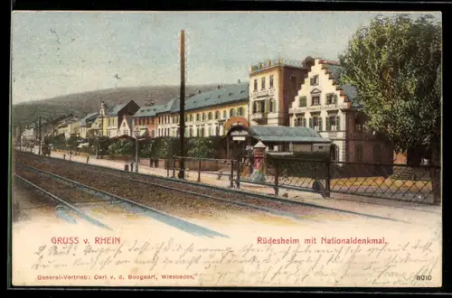 AK Rüdesheim, Blick auf den Darmstädter Hof und Gasthaus zur Krone