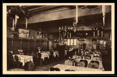 AK Rüdesheim a. Rh., Gasthaus Lindenwirt der Drosselgass, Innenansicht