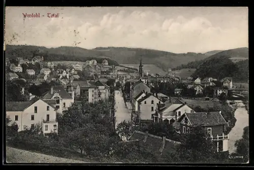 AK Werdohl, Ortsansicht aus der Vogelschau