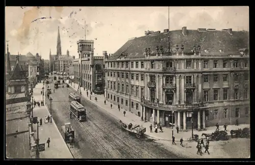 AK Berlin, Sparkasse und Petrikirche am Mühlendamm mit Strassenbahn