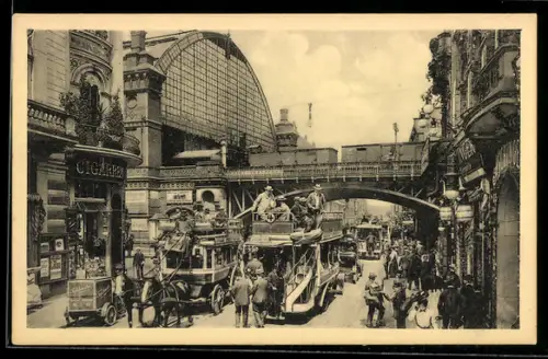 AK Berlin, Bahnhof Friedrichstrasse mit Pferdebahn