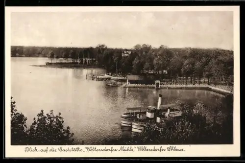 AK Woltersdorf, Woldtersdorfer Schleuse mit Blick auf die Gaststätte Woltersdorfer Mühle
