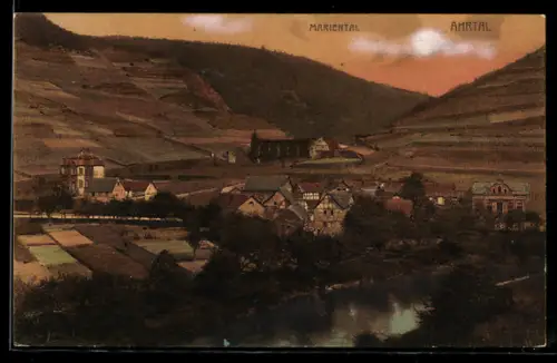 AK Mariental /Ahrtal, Ortsansicht mit Fluss und Weinbergen