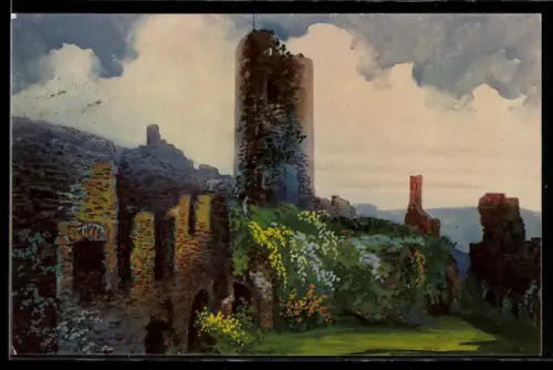 Künstler-AK Kochem /Mosel, Ruine Winneburg