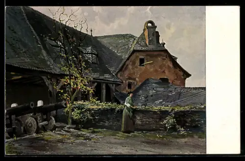 Künstler-AK Marksburg, Die grosse Batterie von innen