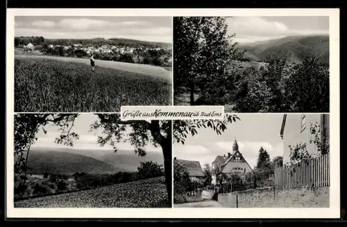 AK Kemmenau /Bad Ems, Ortsansicht, Landschaft, Kirche