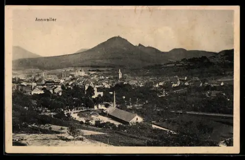 AK Annweiler, Ortsansicht mit Bergpanorama
