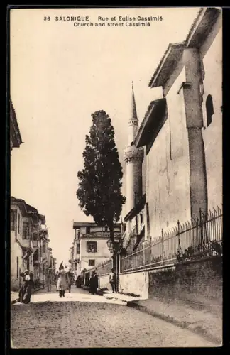 AK Salonique, Rue et Eglise Cassimié