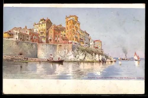 Künstler-AK Corfou, Vue des Murailles