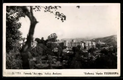 AK Kalavryta, Kloster Agia Lavra aus der Vogelschau